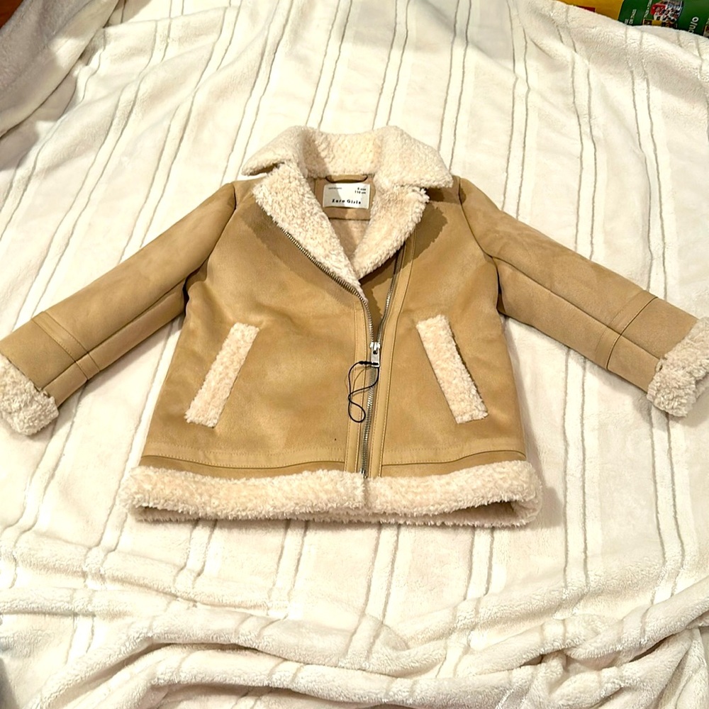 Zara Girls double sided faux suede jacket size 5 (110cm)